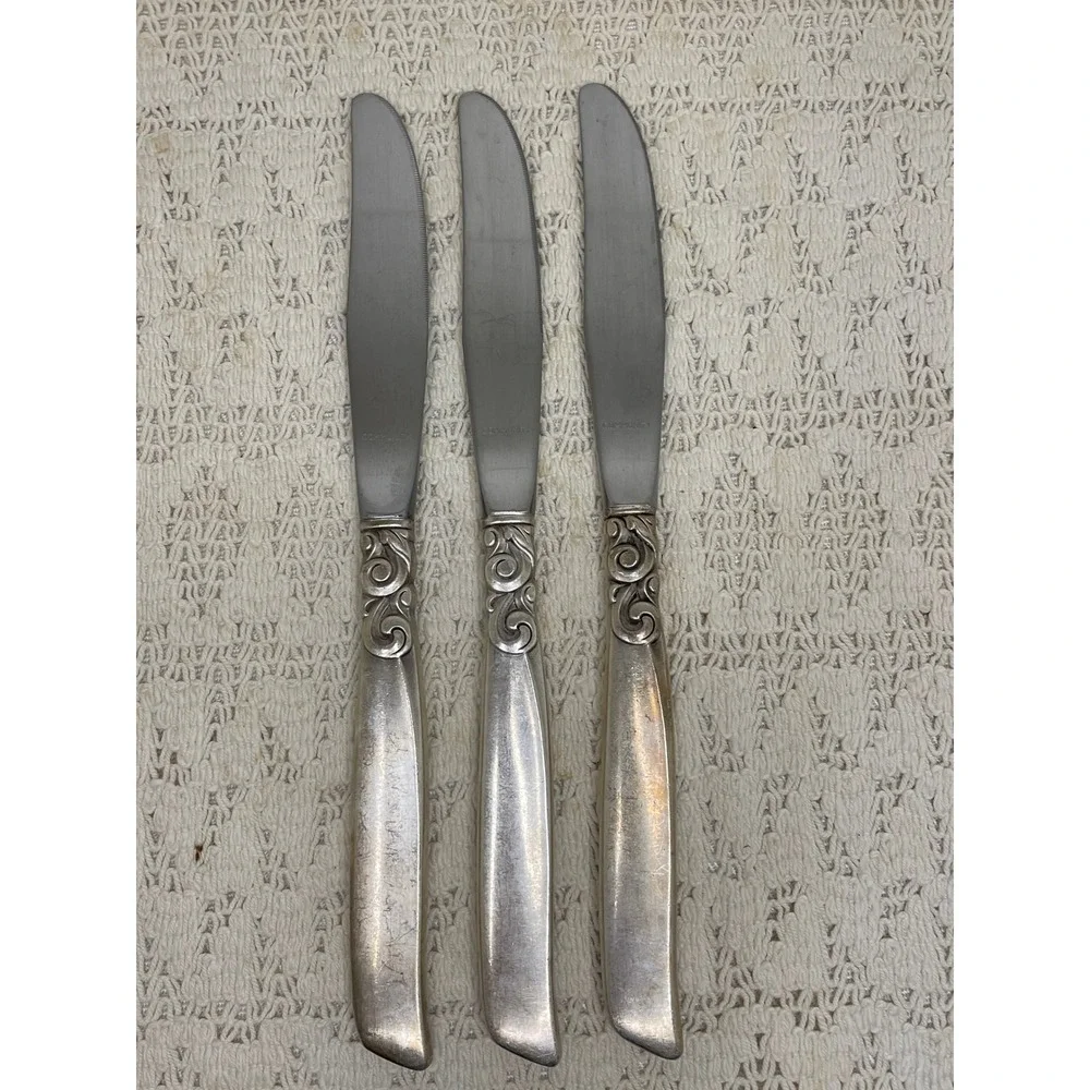 Oneida Community South Seas Silverplate Dinner Knives Set of 3 Vintage Flatware